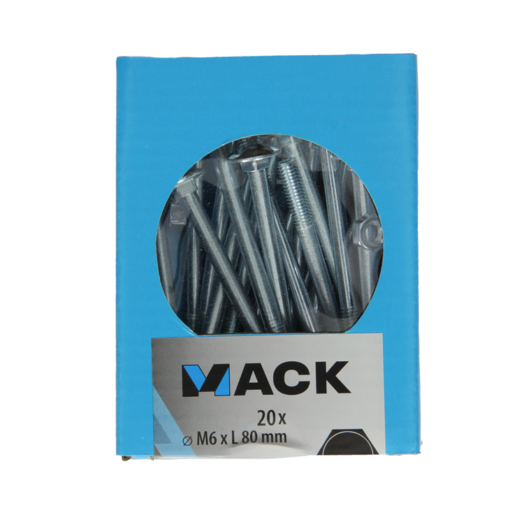Mack 1020202 - houtbout + moer verzinkt 20 stm6 x 80 mm | 5 stuks