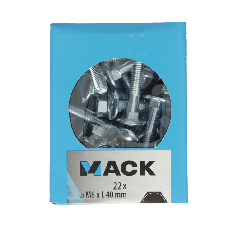 Mack 1020205 - houtbout + moer verzinkt 22 stm8 x 40 mm | 5 stuks