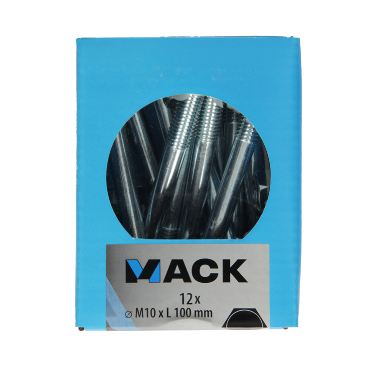 Mack 1020211 - houtbout + moer verzinkt 12 stm10 x 100 mm | 5 stuks