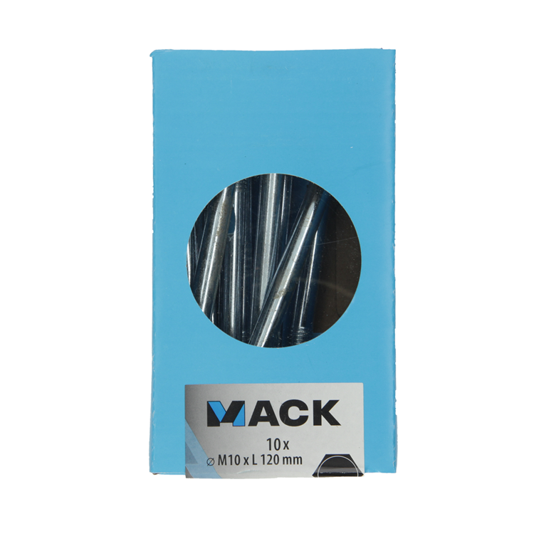 Mack 1020212 - houtbout + moer verzinkt 10 stm10 x 120 mm | 3 stuks