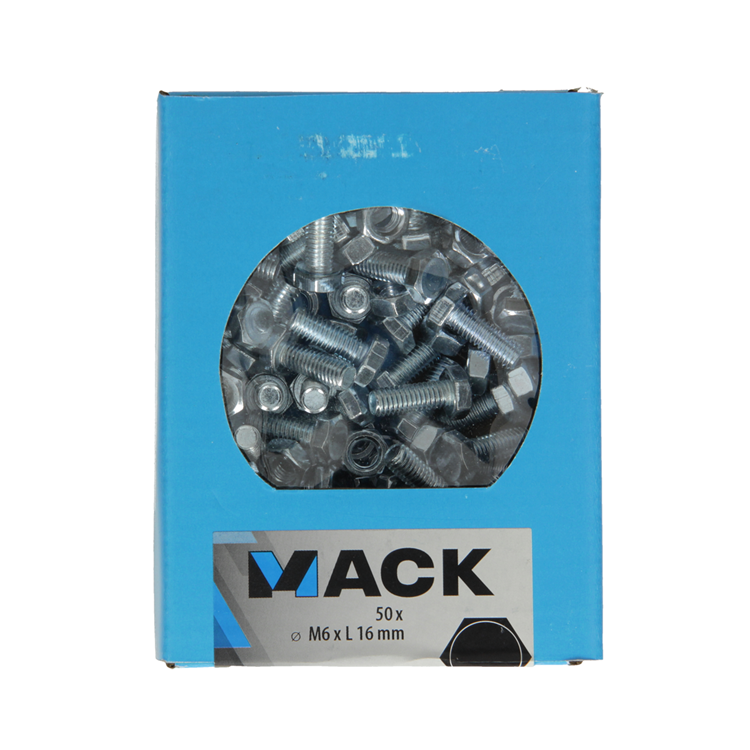Mack 1020213 - tapbout + moer verzinkt 50 st m6 x 16 mm | 5 stuks