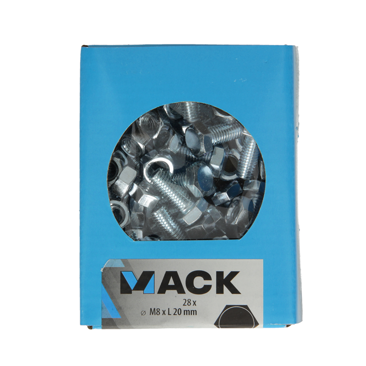 Mack 1020219 - tapbout + moer verzinkt 28 st m8 x 20 mm | 5 stuks