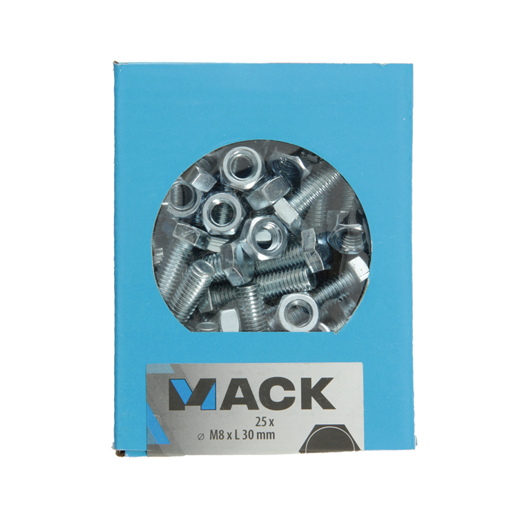 Mack 1020220 - tapbout + moer verzinkt 25 st m8 x 30 mm | 5 stuks