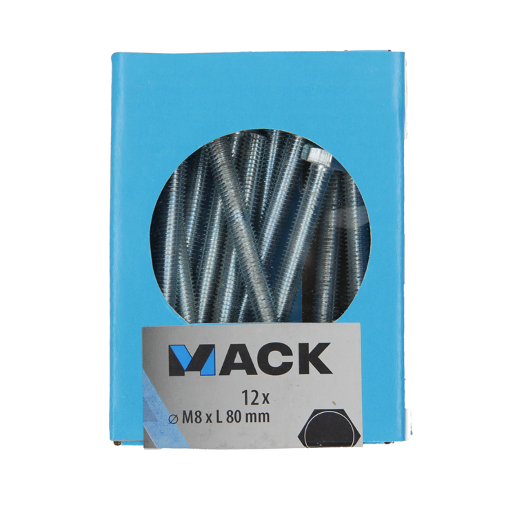 Mack 1020223 - tapbout + moer verzinkt 12 st m8 x 80 mm | 5 stuks