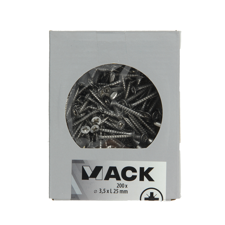 Mack 1020227 - spaanplaatschroef vz kop inox a2 200 st 3,5 x 25 mm | 2 stuks