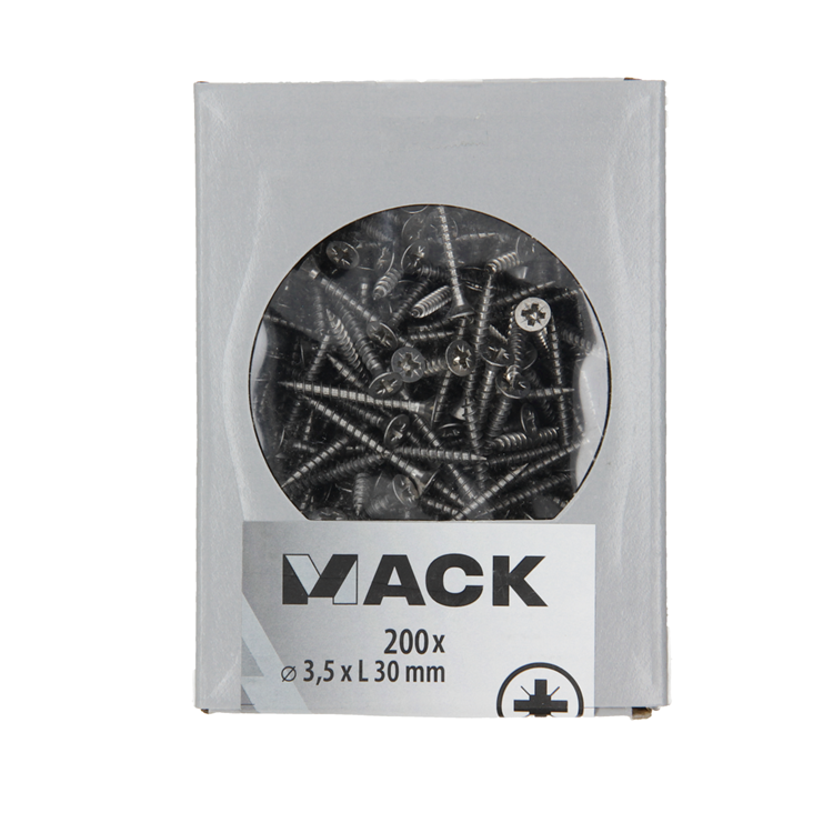 Mack 1020228 - spaanplaatschroef vz kop inox a2 200 st 3,5 x 30 mm | 2 stuks
