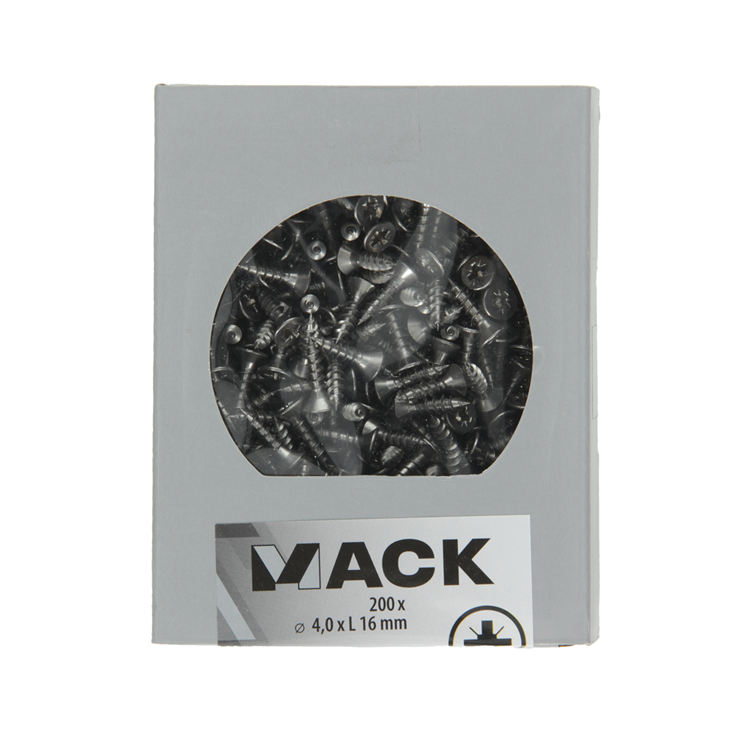 Mack 1020230 - spaanplaatschroef vz kop inox a2 200 st 4,0 x 16 mm | 2 stuks