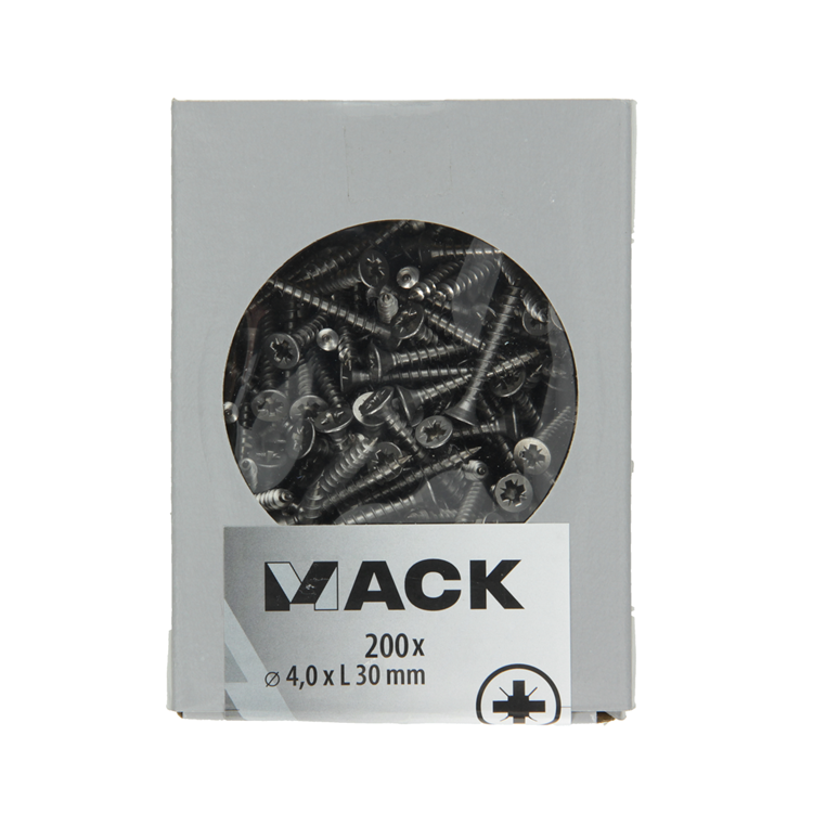 Mack 1020233 - spaanplaatschroef vz kop inox a2 200 st 4,0 x 30 mm | 2 stuks