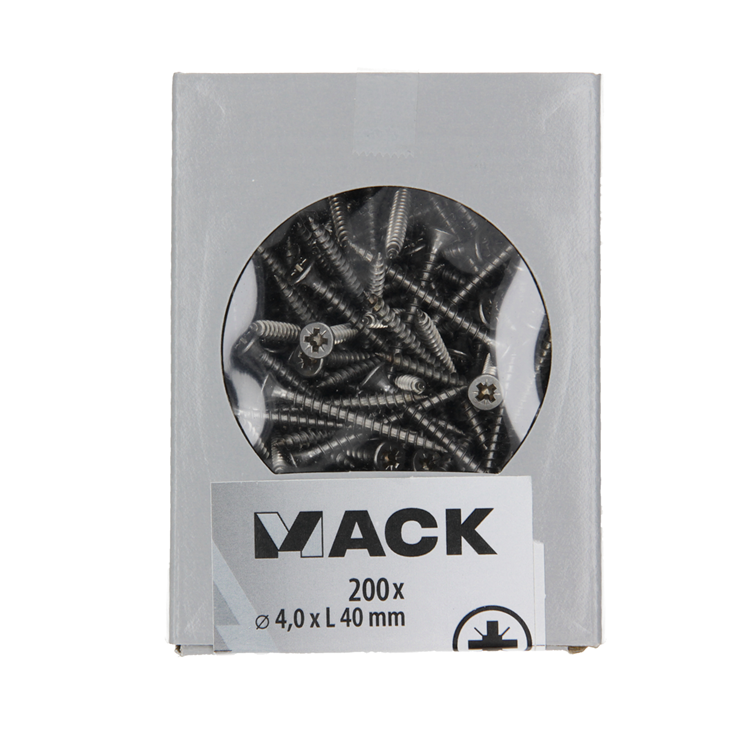 Mack 1020235 - spaanplaatschroef vz kop inox a2 200 st 4,0 x 40 mm | 2 stuks