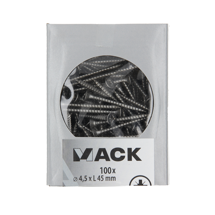 Mack 1020241 - spaanplaatschroef vz kop inox a2 100 st 4,5 x 45 mm | 2 stuks