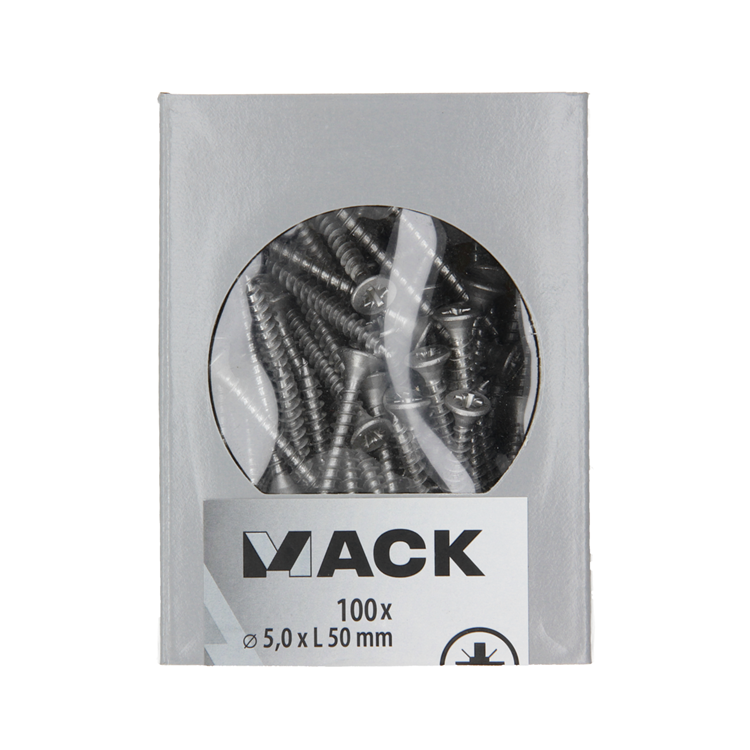 Mack 1020245 - spaanplaatschroef vz kop inox a2 100 st 5,0 x 50 mm | 2 stuks