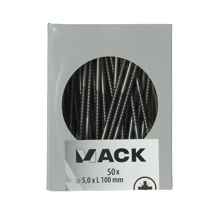 Mack 1020249 - spaanplaatschroef vz kop inox a2 50 st 5,0 x100 mm | 2 stuks