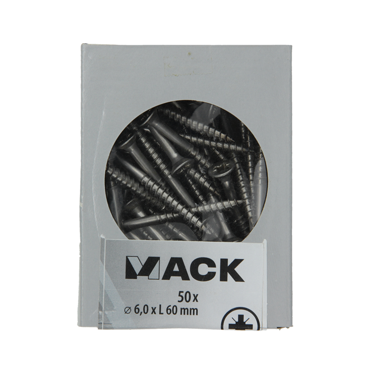 Mack 1020250 - spaanplaatschroef vz kop inox a2 50 st 6,0 x 60 mm | 2 stuks