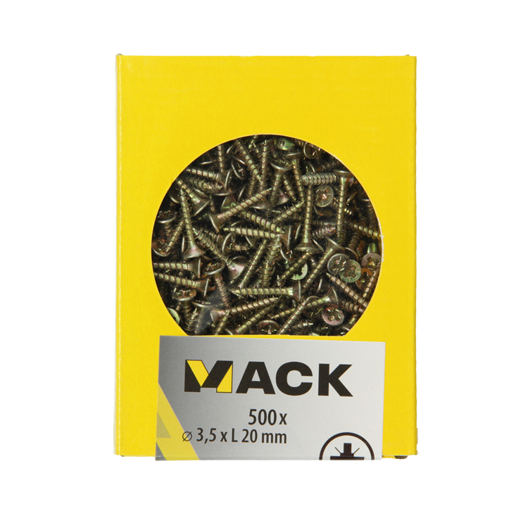 Mack 1020253 - spaanplaatschroef vz kop gvz 500 st 3,5 x 20 mm | 5 stuks