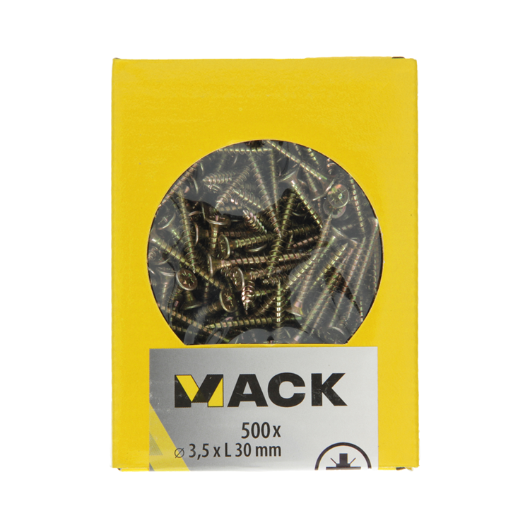 Mack 1020255 - spaanplaatschroef vz kop gvz 500 st 3,5 x 30 mm | 5 stuks