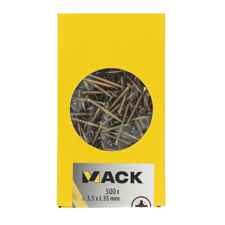 Mack 1020256 - spaanplaatschroef vz kop gvz 500 st 3,5 x 35 mm | 3 stuks