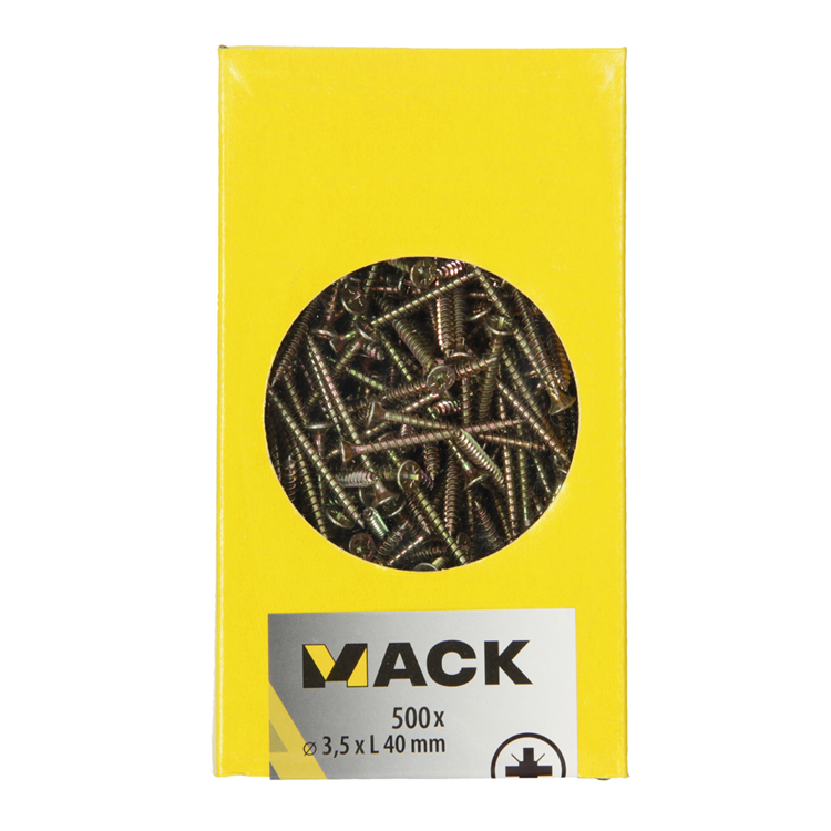 Mack 1020257 - spaanplaatschroef vz kop gvz 500 st 3,5 x 40 mm | 2 stuks