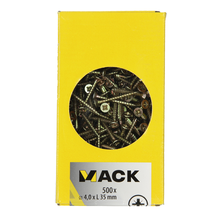 Mack 1020261 - spaanplaatschroef vz kop gvz 500 st 4,0 x 35 mm | 2 stuks