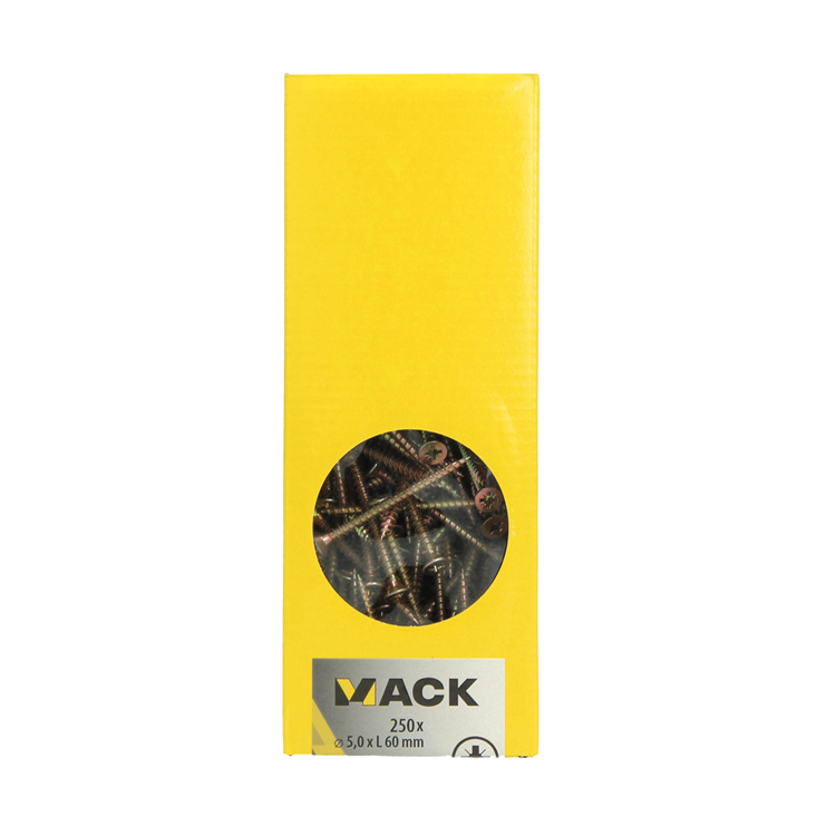 Mack 1020269 - spaanplaatschroef vz kop gvz 250 st 5,0 x 60 mm | 2 stuks