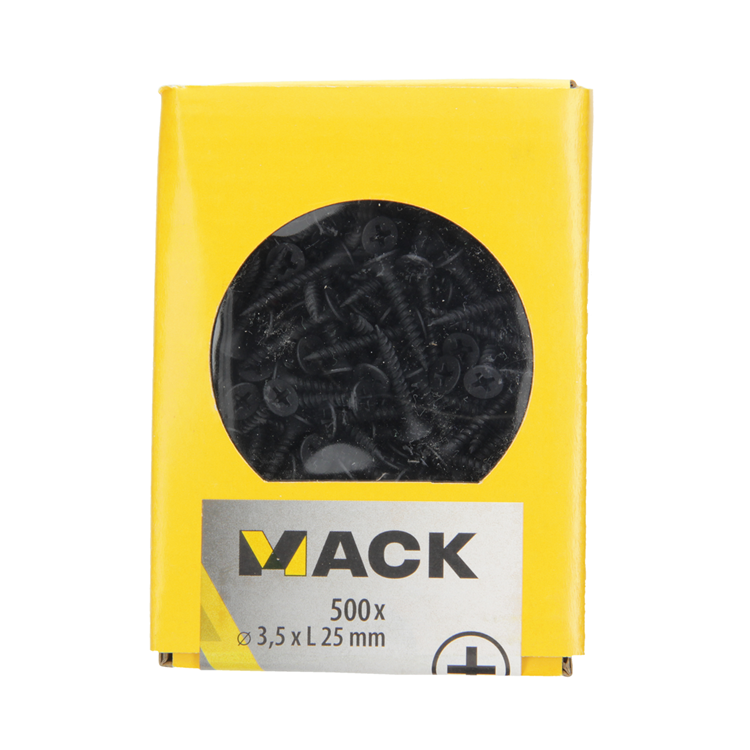 Mack 1020274 - gipsplaatschroef zwart gefosfat. 500 st 3,5 x 25 mm | 5 stuks