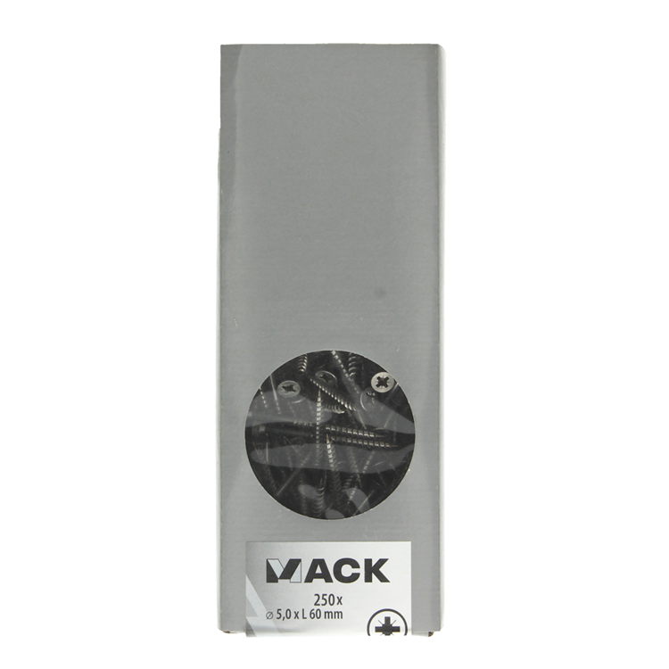 Mack 1020281 - spaanplaatschroef vz kop inox a2 250 st 5,0 x 60 mm | 2 stuks