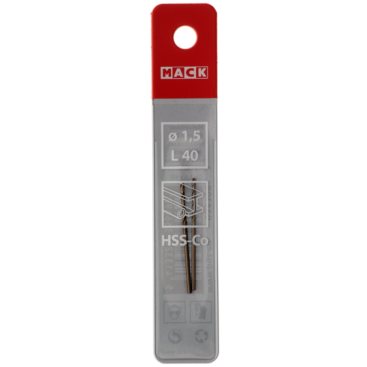 Mack 1018419 - metaalboor hss co5% din 338 ø 1,5 x 40 mm 2st | 5 stuks