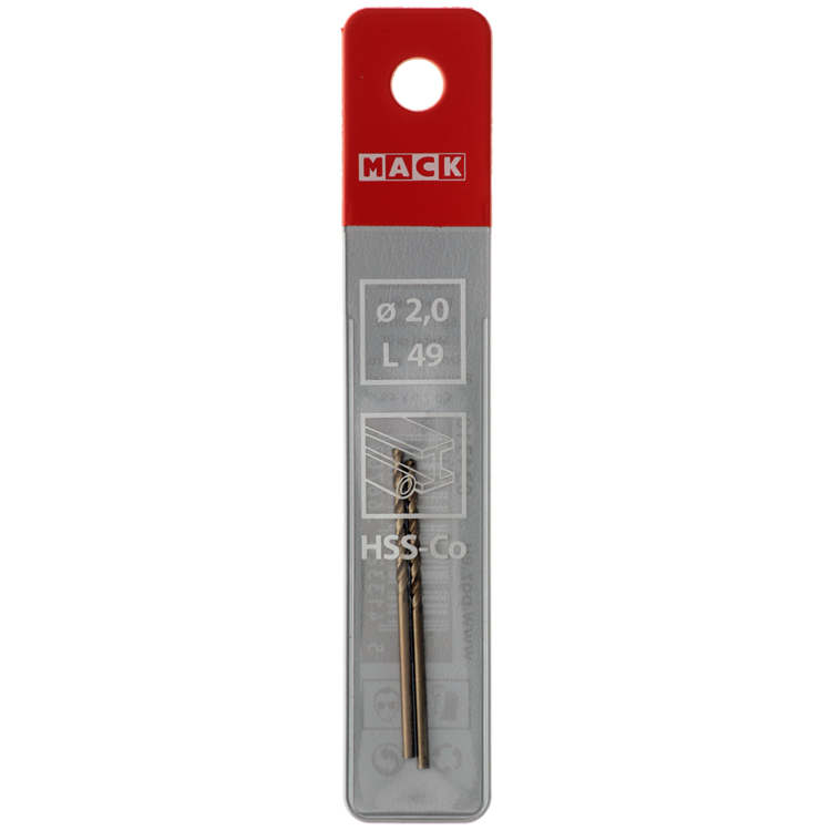 Mack 1018420 - metaalboor hss co5% din 338 ø 2,0 x 49 mm 2st | 5 stuks