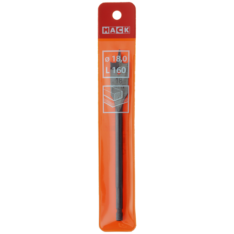 Mack 1018518 - platte houtboor din 7487 ø 18,0 x 160 mm | 5 stuks