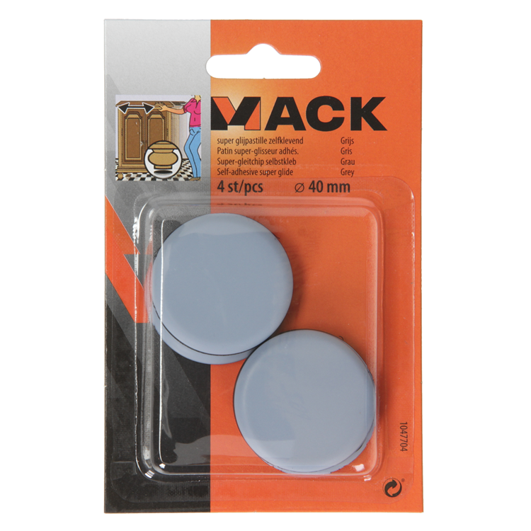 Mack 1047704 - super glijpastille zelfklevendgrijs ø 40 mm 4 st pcs | 12 stuks
