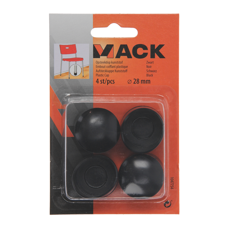 Mack 1047754 - opsteekdop kunststof zwart ø 28 mm 4 st pcs | 6 stuks