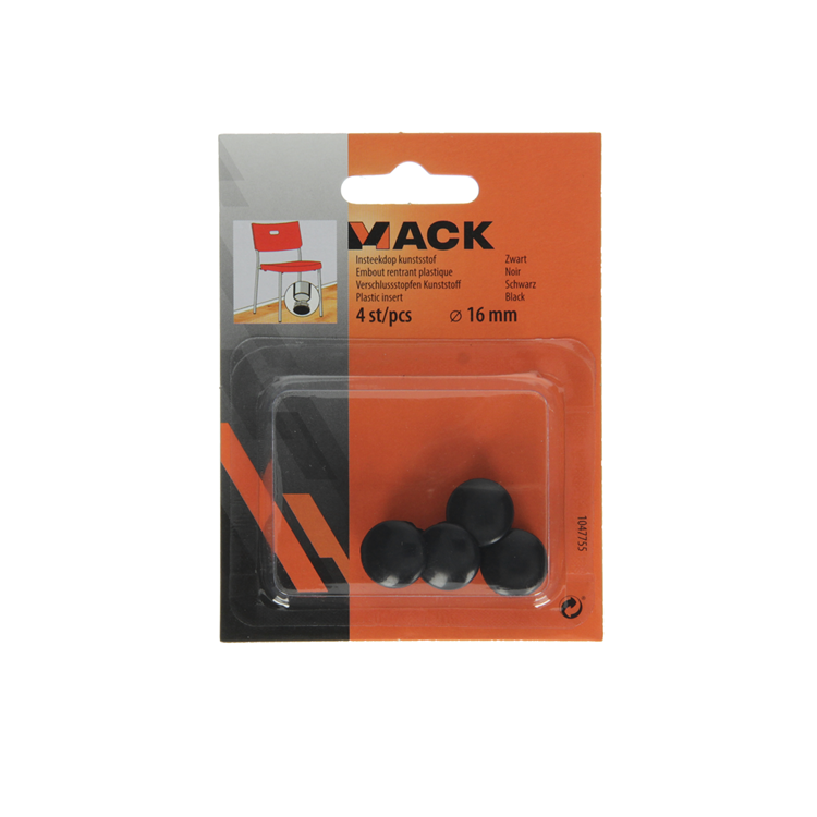 Mack 1047755 - insteekdop kunstsstof zwart ø 16 mm 4 st pcs | 6 stuks