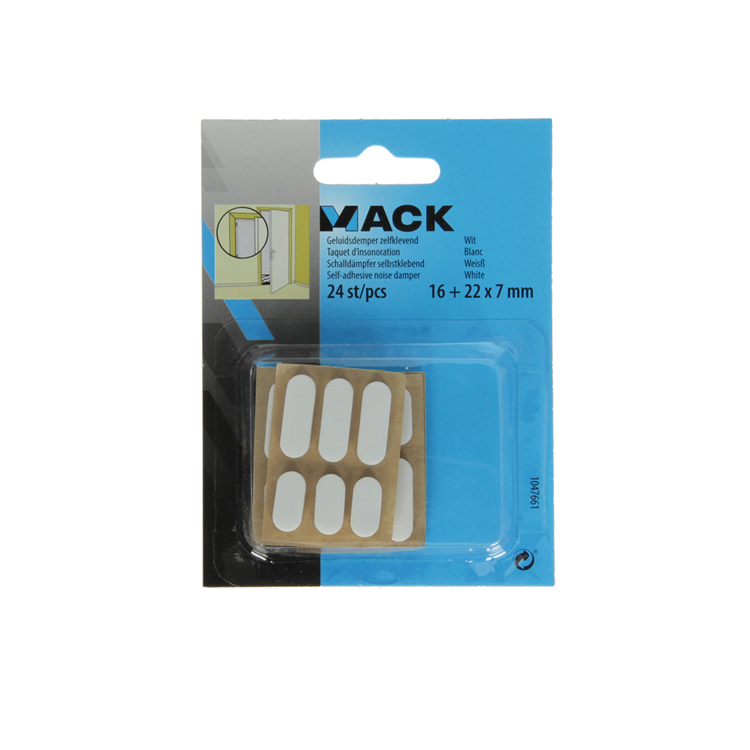 Mack 1047661 - geluidsdemper zelfklevend wit 16 + 22 x 7 mm 24 st pcs | 12 stuks