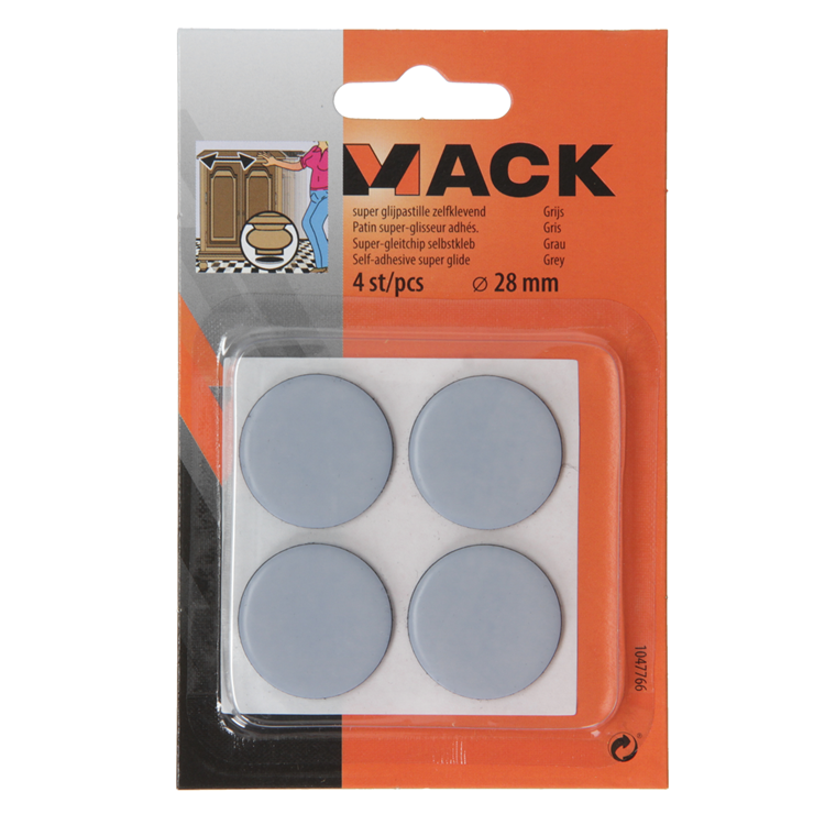 Mack 1047766 - super glijpastille zelfklevendgrijs ø 28 mm 4 st pcs | 12 stuks