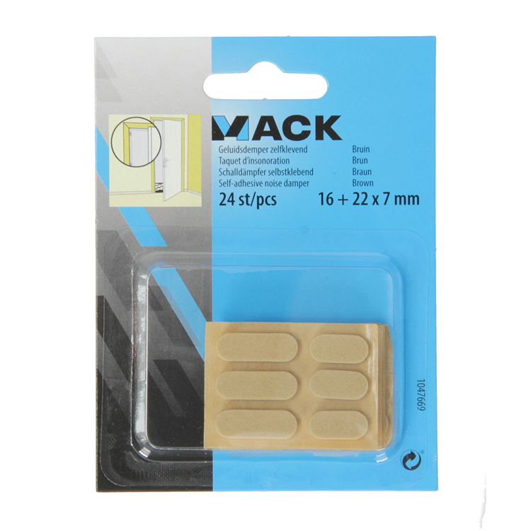 Mack 1047669 - geluidsdemper zelfklevend bruin 16 + 22x7 mm 24 st pcs | 12 stuks