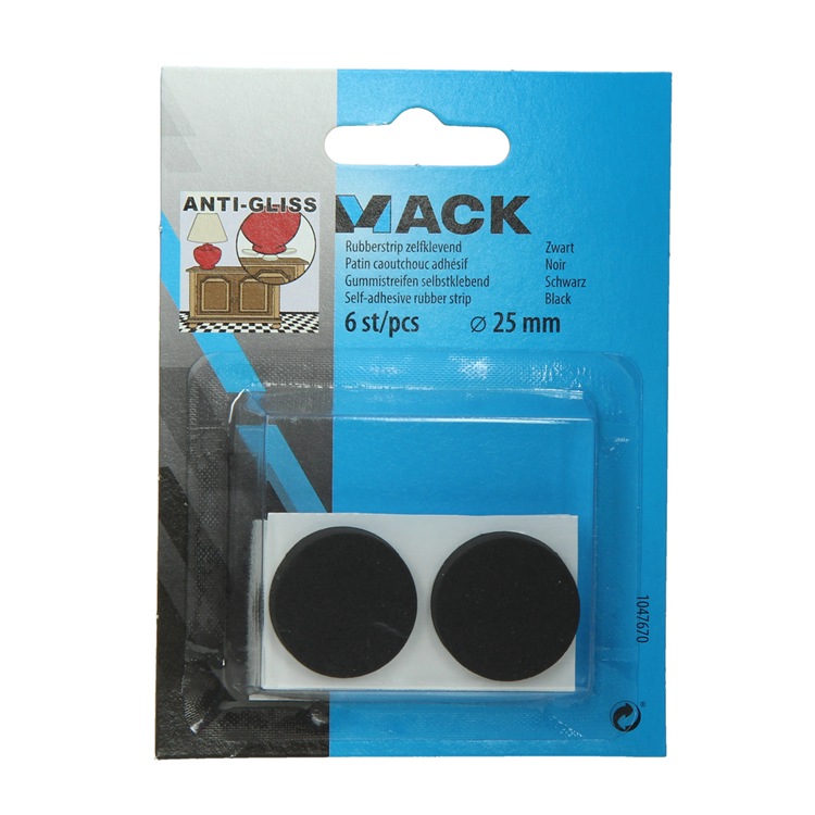 Mack 1047670 - rubberstrip zelfklevend zwart ø 25 mm 6 st pcs | 12 stuks
