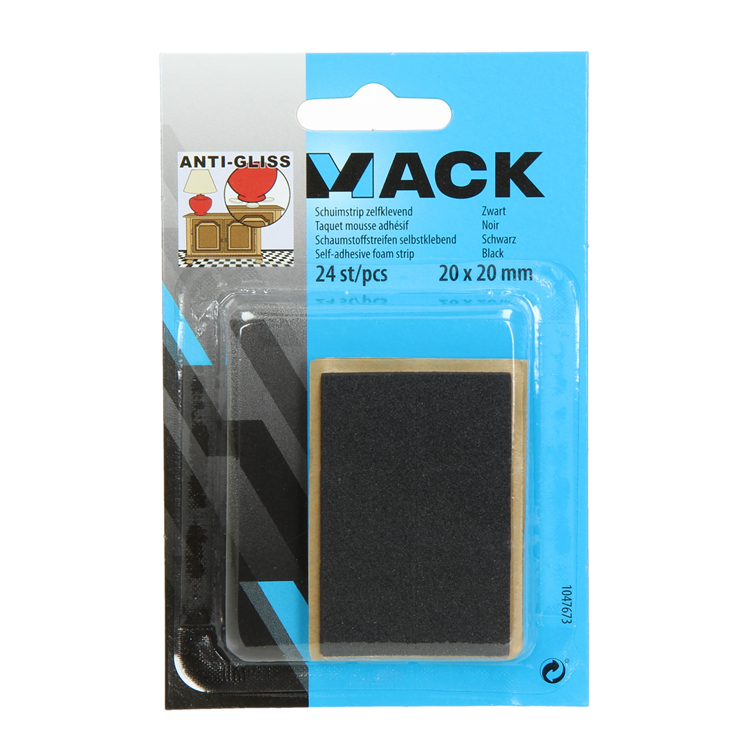 Mack 1047673 - schuimstrip zelfklevend zwart 20 x 20 mm 24 st pcs | 6 stuks