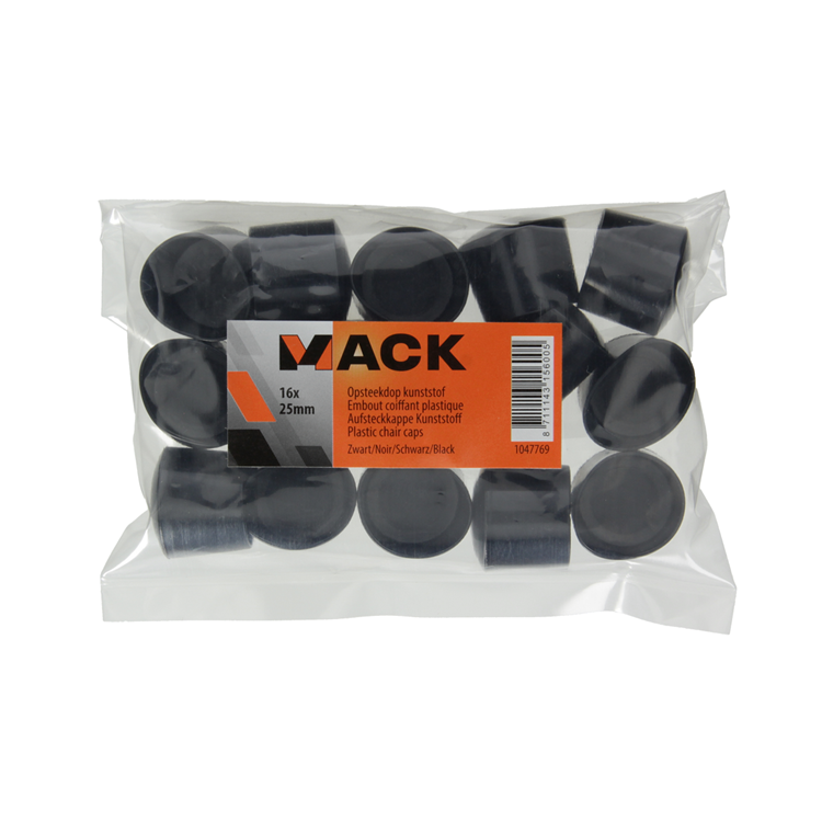 Mack 1047769 - opsteekdop kunststof zwart ø 25 mm 16 st pcs | 6 stuks