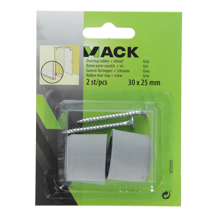 Mack 1047629 - deurstop rubber + schroef grijs 30 x 25 mm 2 st pcs | 6 stuks