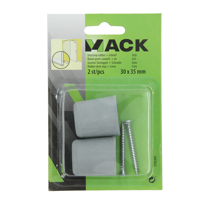 Mack 1047632 - deurstop rubber + schroef grijs 30 x 35 mm 2 st pcs | 6 stuks