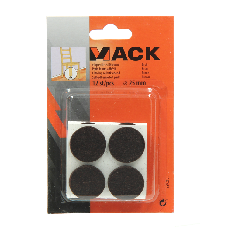 Mack 1047682 - viltpastille zelfklevend bruin ø 25 mm 12 st pcs | 12 stuks