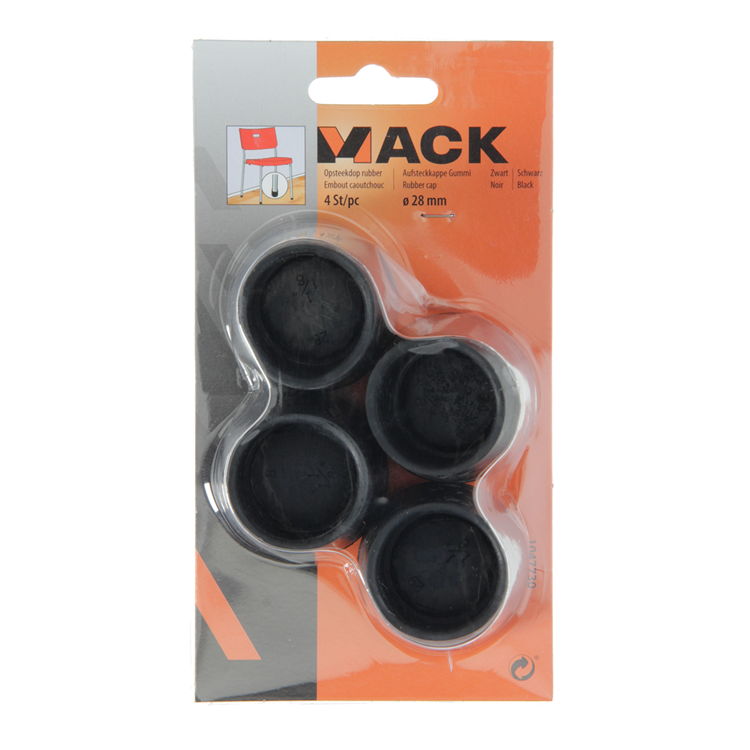 Mack 1047730 - opsteekdop rubber zwart ø 28 mm 4 st pcs | 6 stuks