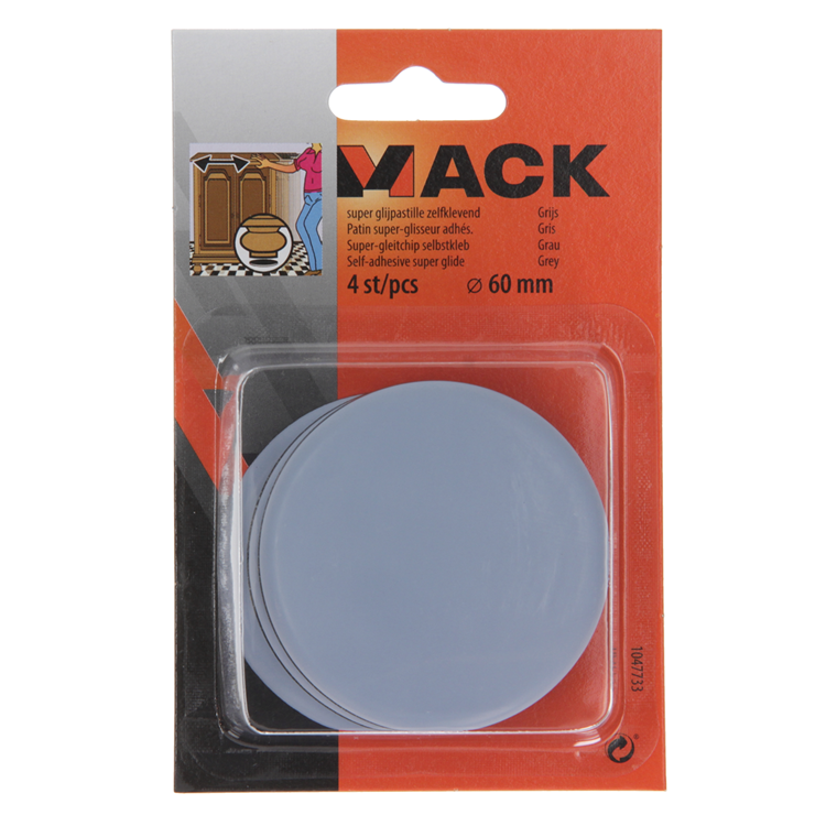 Mack 1047733 - super glijpastille zelfklevendgrijs ø 60 mm 4 st pcs | 6 stuks