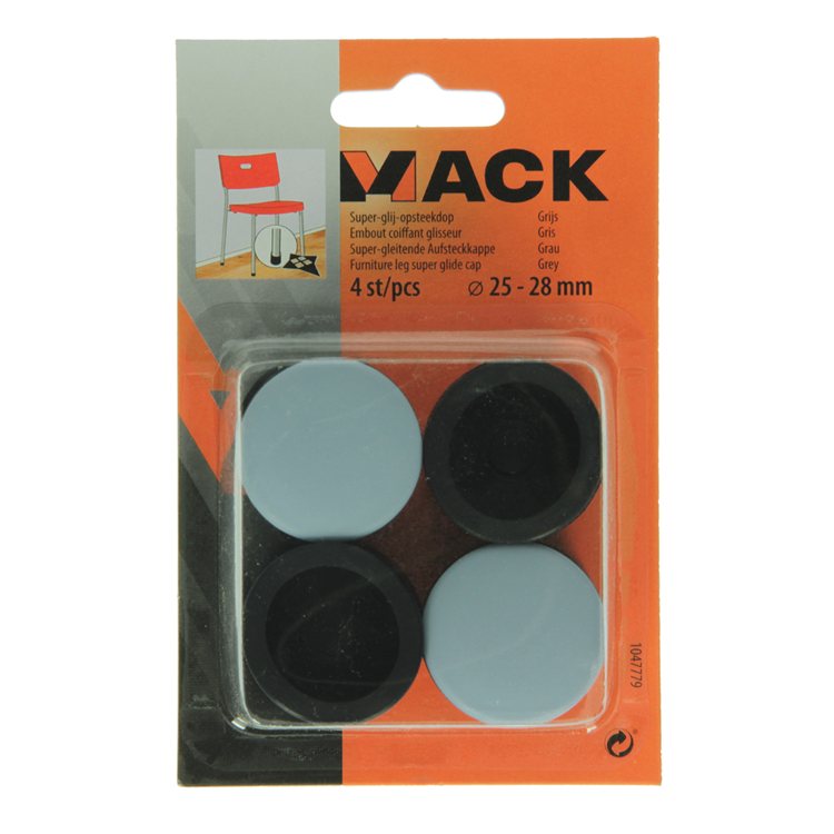 Mack 1047779 - super-glij-opsteekdop grijs ø 25 - 28 mm 4 st pcs | 6 stuks