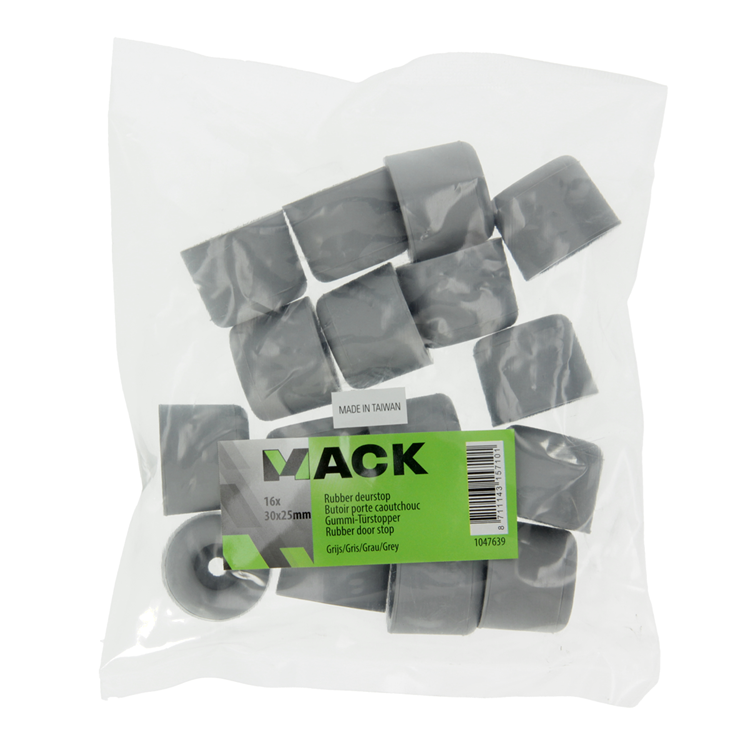 Mack 1047639 - deurstop rubber grijs 30 x 25 mm 16 st pcs | 6 stuks