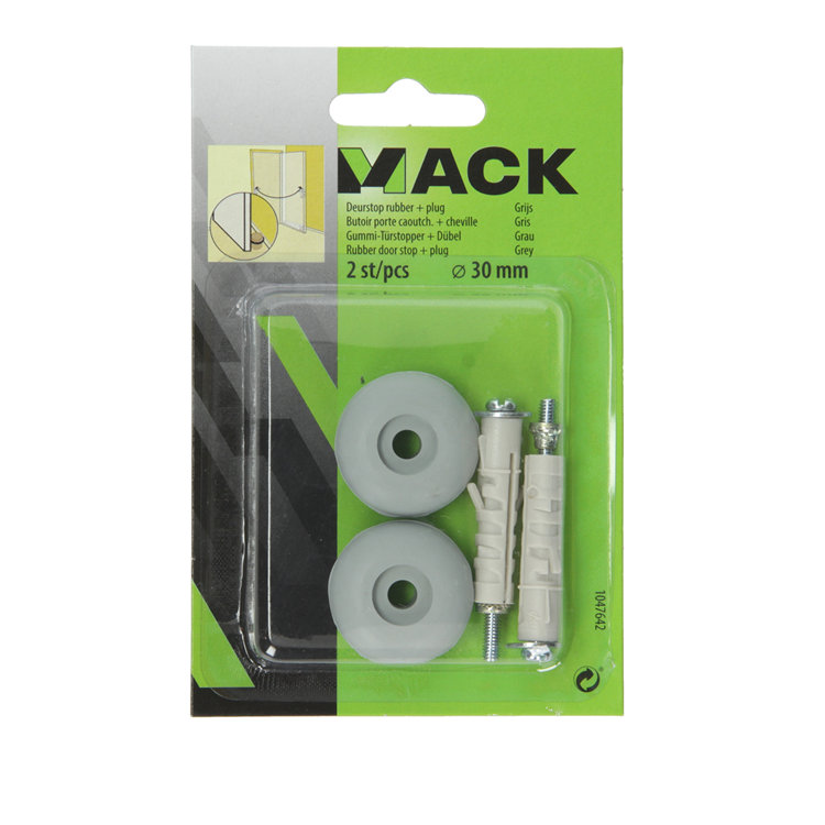 Mack 1047642 - deurstop rubber + plug grijs ø 30 mm 2 st pcs | 6 stuks