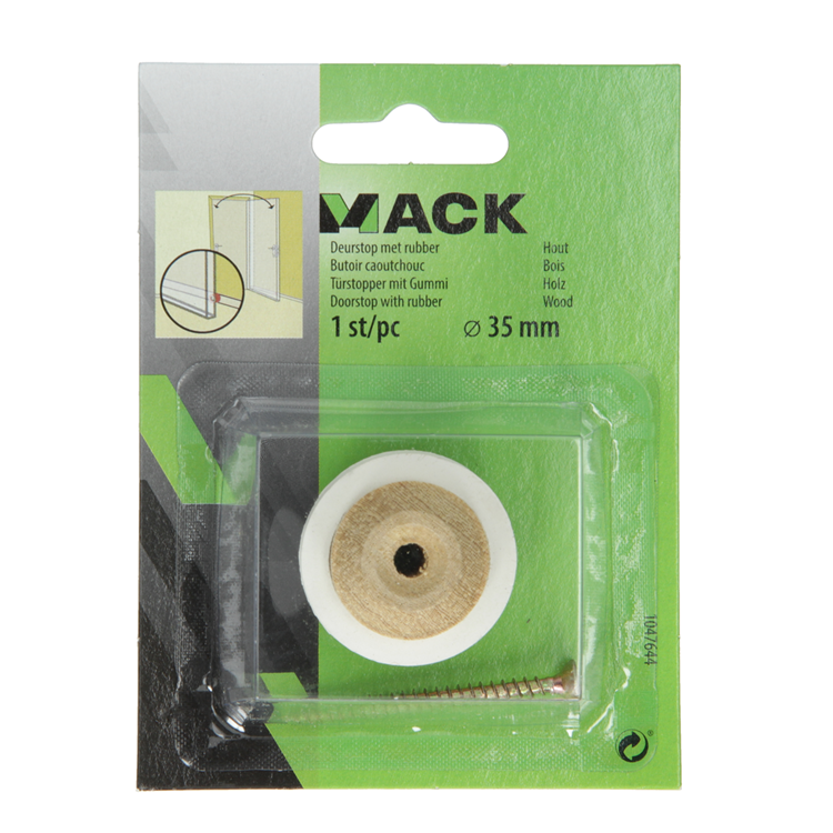 Mack 1047644 - deurstop met rubber hout ø 35 mm 1 st pc | 6 stuks