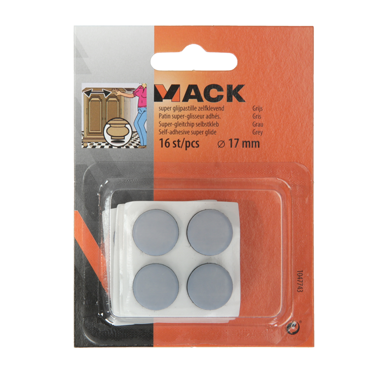 Mack 1047743 - super glijpastille zelfklevendgrijs ø 17 mm 16 st pcs | 12 stuks