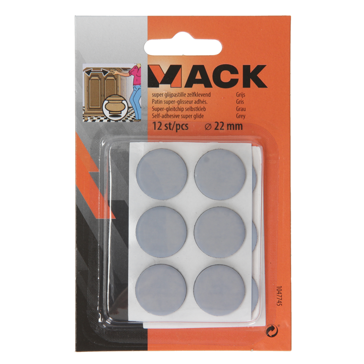 Mack 1047745 - super glijpastille zelfklevendgrijs ø 22 mm 12 st pcs | 12 stuks
