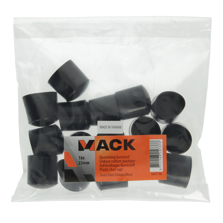 Mack 1047746 - opsteekdop kunststof zwart ø 22 mm 16 st pcs | 6 stuks