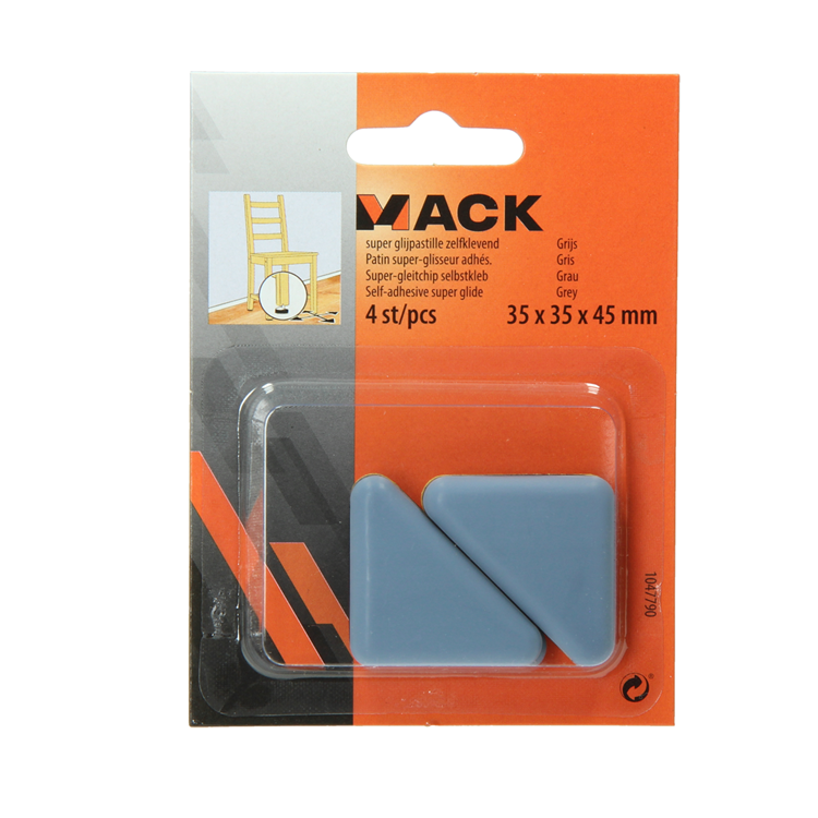 Mack 1047790 - super glijpastille zelfklevendgrijs 35x35x45 mm 4 st pcs | 12 stuks